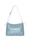 Msgm Floral-detail Shoulder Bag In Blue