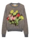 Msgm Graphic Intarsia Knit Jumper In Brown
