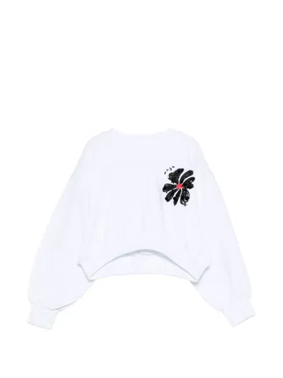 Msgm Kids' Floral-detail Sweatshirt In White