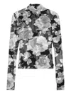 Msgm Floral-detail Top In Black