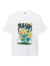 Msgm Floral-embellished Logo T-shirt In White