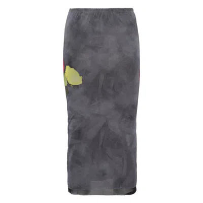 Msgm Floral Gonna Skirt In Gray