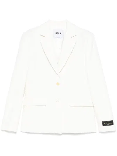 Msgm Floral-jacquard Blazer In White
