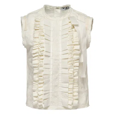 Msgm Floral Jacquard Top In Neutral