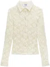 Msgm Floral-lace Button-up Shirt In Nude