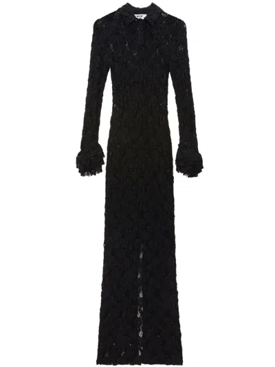 Msgm Floral-lace Maxi Dress In Black