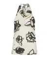 Msgm Floral Linen Halterneck Top In White