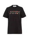 Msgm Logo Printed Crewneck T-shirt In Black