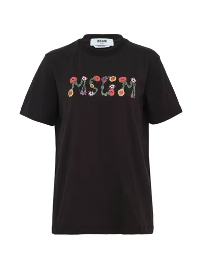 MSGM FLORAL LOGO T-SHIRT