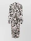 Msgm Floral Long Sleeve Dress With Waist Tie In Animal Print