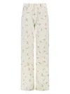 Msgm Floral Pattern Cotton Wide-leg Pants In Multi
