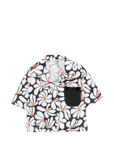 Msgm Kids' Floral-pattern Shirt In Multi