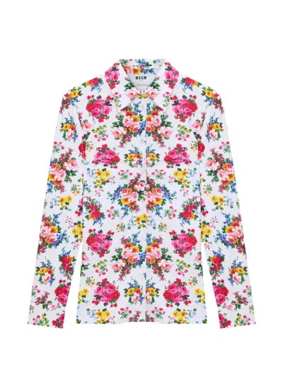 Msgm Floral-pattern Shirt In Multi