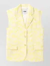 Msgm Floral Pattern Sleeveless Blazer Pockets In Gray