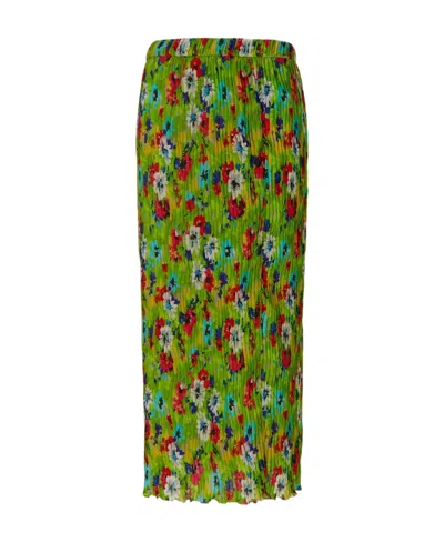 Msgm All-over Printed Pleated Mini Skirt In Green