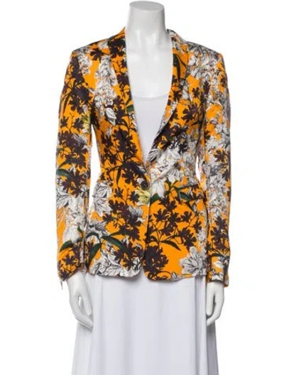 Pre-owned Msgm Floral Print Blazer In Orange
