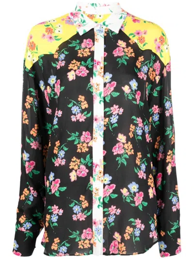 Msgm Floral-print Blouse In Schwarz