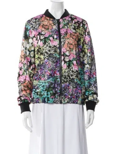 Pre-owned Msgm Floral Print Bomber Jacket In Black