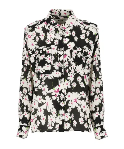 MSGM MSGM ALLOVER FLORAL PRINTED LONG-SLEEVED SHIRT