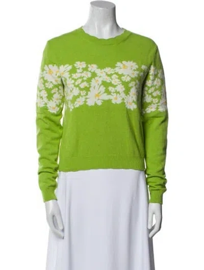 Pre-owned Msgm Floral Print Crew Neck Sweater In Green