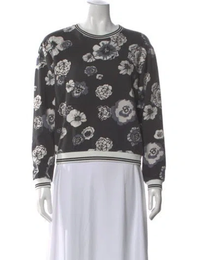 Pre-owned Msgm Floral Print Crew Neck Sweatshirt In Black