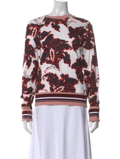 Pre-owned Msgm Floral Print Crew Neck Sweatshirt In Red