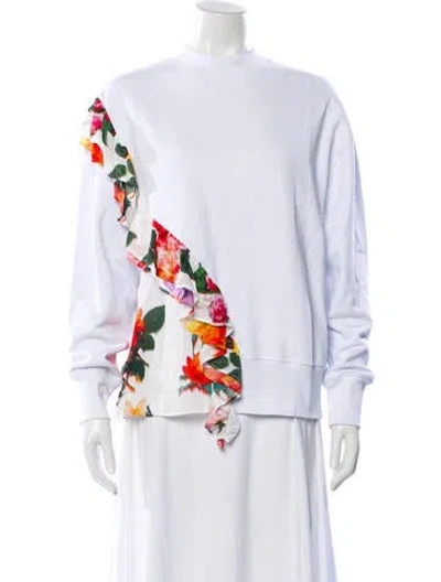 Pre-owned Msgm Floral Print Crew Neck Sweatshirt W/ Tags In White