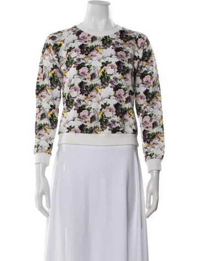 Pre-owned Msgm Floral Print Crew Neck Sweatshirt In White