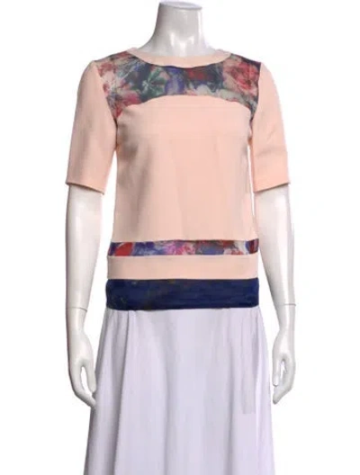 Pre-owned Msgm Floral Print Crew Neck Top In Pink