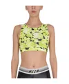 Msgm Floral Print Cropped Top In Multicolor