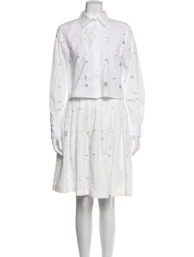 Pre-owned Msgm Floral Print Cutout Accent Skirt Set In White