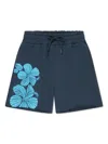 Msgm Floral-print Drawstring Shorts In Blue