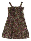 Msgm Cherries Print Dress In Black