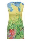Msgm Yellow Cotton Dress In Green