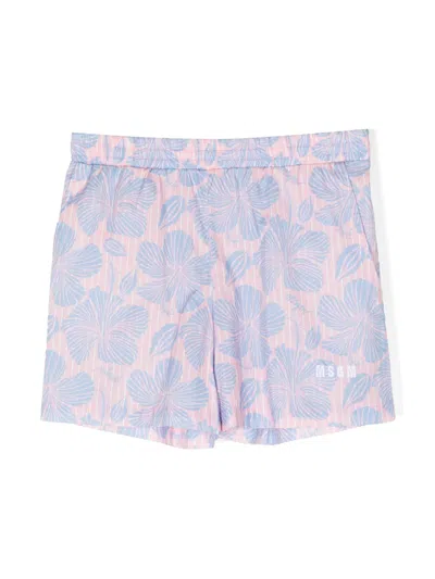 MSGM FLORAL-PRINT ELASTICATED SHORTS