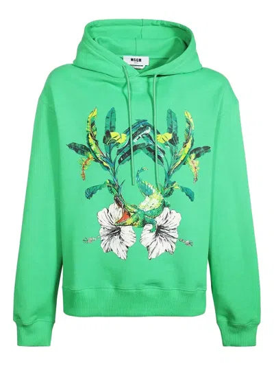MSGM FLORAL-PRINT HOODIE