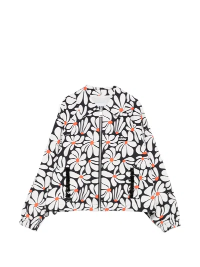 Msgm Floral-print Jacket In White