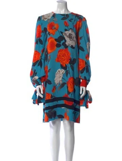 Pre-owned Msgm Floral Print Knee-length Dress In Blue