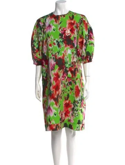 Pre-owned Msgm Floral Print Knee-length Dress In Green
