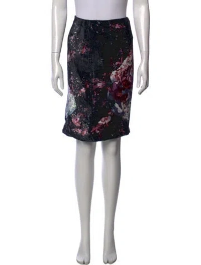 Pre-owned Msgm Floral Print Knee-length Skirt In Black