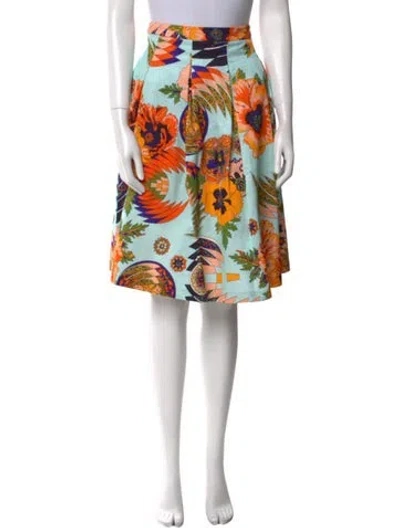 Pre-owned Msgm Floral Print Knee-length Skirt In Blue