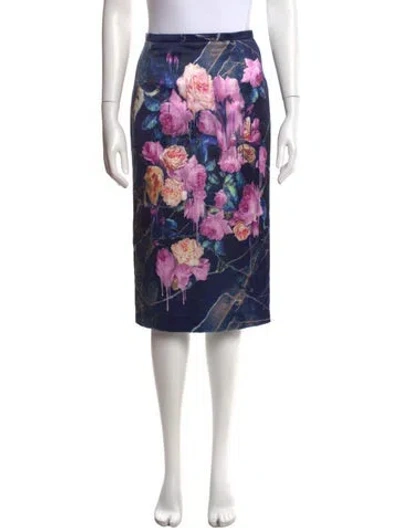 Pre-owned Msgm Floral Print Knee-length Skirt In Blue