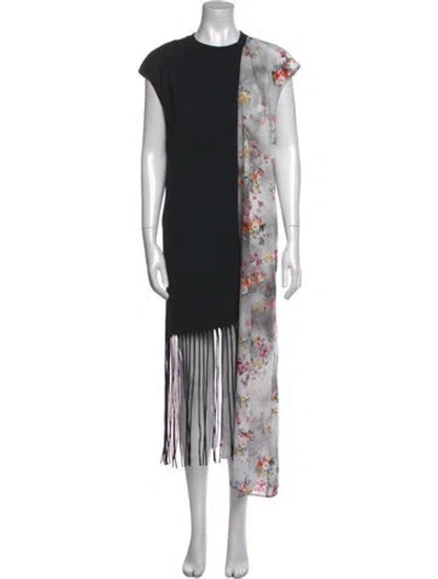 Pre-owned Msgm Floral Print Long Dress In Black