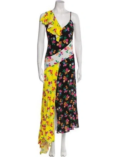 Pre-owned Msgm Floral Print Long Dress In Black