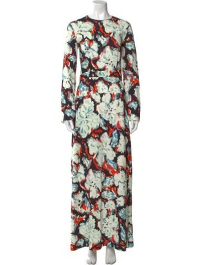 Pre-owned Msgm Floral Print Long Dress In Multi