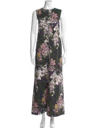 Pre-owned Msgm Floral Print Long Dress In Multi