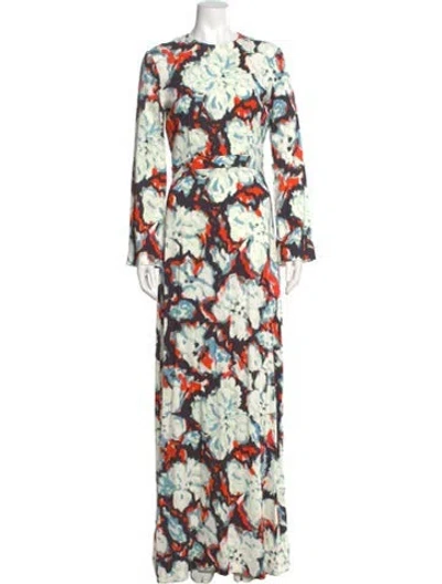 Pre-owned Msgm Floral Print Long Dress In Multi
