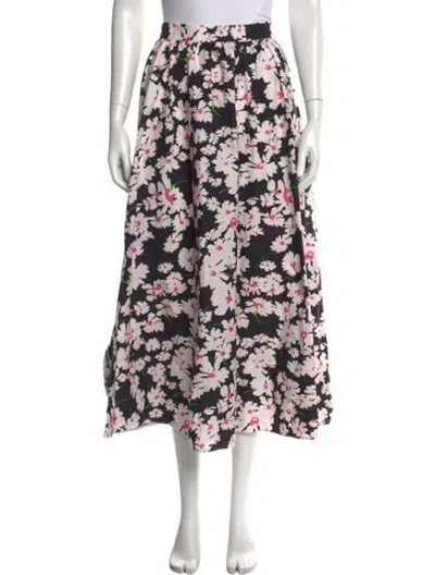 Pre-owned Msgm Floral Print Long Skirt In White