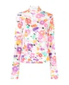 Msgm Floral Print Long-sleeve Jersey In White