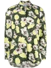 Msgm Floral-print Long-sleeve Shirt In Green